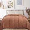 Superior Classic All-Season Reversible Comforter, Comfy, Fluffy, Cozy, Lightweight, Decorative, Duvet Insert, Plush, Oversized Bedding, Box Quilt Design, 4 Corner Loops, Full/Queen, Dusty Orange(Camel)