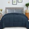 Superior Classic All-Season Reversible Comforter, Comfy, Fluffy, Cozy, Lightweight, Decorative, Duvet Insert, Plush, Oversized Bedding, Box Quilt Design, 4 Corner Loops, Full/Queen, Dusty Orange(Blue)