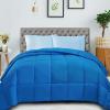 Superior Classic All-Season Reversible Comforter, Comfy, Fluffy, Cozy, Lightweight, Decorative, Duvet Insert, Plush, Oversized Bedding, Box Quilt Design, 4 Corner Loops, Full/Queen, Dusty Orange(Aster Blue)