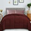 Superior Classic All-Season Reversible Comforter, Comfy, Fluffy, Cozy, Lightweight, Decorative, Duvet Insert, Plush, Oversized Bedding, Box Quilt Design, 4 Corner Loops, Full/Queen, Dusty Orange(Burgundy)