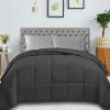 Superior Classic All-Season Reversible Comforter, Comfy, Fluffy, Cozy, Lightweight, Decorative, Duvet Insert, Plush, Oversized Bedding, Box Quilt Design, 4 Corner Loops, Full/Queen, Dusty Orange(Grey)