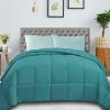 Superior Classic All-Season Reversible Comforter, Comfy, Fluffy, Cozy, Lightweight, Decorative, Duvet Insert, Plush, Oversized Bedding, Box Quilt Design, 4 Corner Loops, Full/Queen, Dusty Orange(Turquoise)