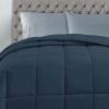 Superior Classic All-Season Reversible Comforter, Comfy, Fluffy, Cozy, Lightweight, Decorative, Duvet Insert, Plush, Oversized Bedding, Box Quilt Design, 4 Corner Loops, Full/Queen, Dusty Orange(Blue)