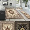 Superior Clementina Collection 3-Piece Rug Set, Attractive Rugs with Jute Backing, Durable and Beautiful Woven Structure, Elegant Medallion Area Rug Set – 2′ x 3′, 2′ x 5′, and 5′ x 7′ Rugs, Black(Beige Ivory)