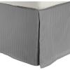Superior Combed Cotton 300 Thread Count Bed Skirt Stripe, Black, Twin(Gray)
