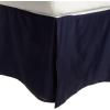 Superior Combed Cotton, 300 Thread Count Pleated Bed Skirt, Twin, Ivory(Navy Blue)