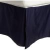 Superior Combed Cotton, 300 Thread Count Pleated Bed Skirt, Twin, Ivory(Navy Blue)