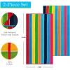 Superior Cotton Beach Towels, Towel Set for Kids, Pool, Swimming, Adults, Oversized, Absorbent, Fast Drying, Bathroom Basics, Nautical, Yacht Club Collection, 34″ x 64″, Navy Blue/White, 2 Piece(Rainbow – Multi Colored)