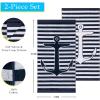 Superior Cotton Beach Towels, Towel Set for Kids, Pool, Swimming, Adults, Oversized, Absorbent, Fast Drying, Bathroom Basics, Nautical, Yacht Club Collection, 34″ x 64″, Navy Blue/White, 2 Piece(Yacht – Navy Blue/White)