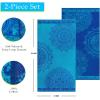 Superior Cotton Beach Towels, Towel Set for Kids, Pool, Swimming, Adults, Oversized, Absorbent, Fast Drying, Bathroom Basics, Nautical, Yacht Club Collection, 34″ x 64″, Navy Blue/White, 2 Piece(Floral – Blue)