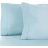 Superior Cotton Blend 600 Thread Count Pillowcases, Cotton Rich Pillow Case 2 Pack, Solid Pillow Covers, Everyday Comfort Basics, Bedding Essentials, Bed Accents, Set of 2, Standard Size, White(Light Blue)