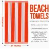 Superior Cotton Cabana Striped Beach Towels, Colorful Towels for Adult, Kid, Pool, Swimming, Sand, Travel, Large Oversized, Absorbent, Fast Drying, Bath Basics, Cabana Collection, 1 Piece, Orange(Coral)