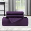 Superior Cotton Flannel Duvet Cover Set, Brushed Cotton Bedding, Cozy Comfort, Soft, 3-Piece Set Includes 1 Duvet Cover with Button Closure, 2 Pillow Shams, Solid Design, Full/Queen, White(Purple)