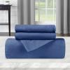 Superior Cotton Flannel Duvet Cover Set, Brushed Cotton Bedding, Cozy Comfort, Soft, 3-Piece Set Includes 1 Duvet Cover with Button Closure, 2 Pillow Shams, Solid Design, Full/Queen, White(Navy Blue)