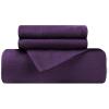 Superior Cotton Flannel Duvet Cover Set, Brushed Cotton Bedding, Cozy Comfort, Soft, 3-Piece Set Includes 1 Duvet Cover with Button Closure, 2 Pillow Shams, Solid Design, Full/Queen, White(Purple)