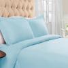 Superior Cotton Flannel Duvet Cover Set, Brushed Cotton Bedding, Cozy Comfort, Soft, 3-Piece Set Includes 1 Duvet Cover with Button Closure, 2 Pillow Shams, Solid Design, Full/Queen, White(Light Blue)