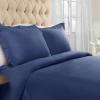 Superior Cotton Flannel Duvet Cover Set, Brushed Cotton Bedding, Cozy Comfort, Soft, 3-Piece Set Includes 1 Duvet Cover with Button Closure, 2 Pillow Shams, Solid Design, Full/Queen, White(Navy Blue)