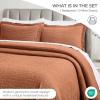 Superior Cotton Fleur De Lis Bedspread Set, Warm Blankets, All-Season Bedding, Bedroom Decor, Decorative Boho Medallion Coverlet, Includes 1 Bedspread, 2 Pillow Shams, Full, Peach(Burnt Orange)