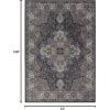 Superior Damask Medallion Washable Rug, Cotton Backing, Pet & Kid Friendly, Easy Care, Classic Rugs for Dining, Living Room, Kitchen, Bedroom, Low Pile Area Rug, Jay Collection, 7′ x 10′, Blue(Flamingo – Black)