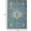 Superior Damask Medallion Washable Rug, Cotton Backing, Pet & Kid Friendly, Easy Care, Classic Rugs for Dining, Living Room, Kitchen, Bedroom, Low Pile Area Rug, Jay Collection, 7′ x 10′, Blue(Jay – Blue)
