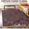 Superior Damask Medallion Washable Rug, Cotton Backing, Pet & Kid Friendly, Easy Care, Classic Rugs for Dining, Living Room, Kitchen, Bedroom, Low Pile Area Rug, Jay Collection, 7′ x 10′, Blue(Cardinal – Red)