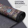 Superior Damask Medallion Washable Rug, Cotton Backing, Pet & Kid Friendly, Easy Care, Classic Rugs for Dining, Living Room, Kitchen, Bedroom, Low Pile Area Rug, Jay Collection, 7′ x 10′, Blue(Flamingo – Black)