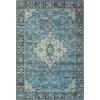 Superior Damask Medallion Washable Rug, Cotton Backing, Pet & Kid Friendly, Easy Care, Classic Rugs for Dining, Living Room, Kitchen, Bedroom, Low Pile Area Rug, Jay Collection, 7′ x 10′, Blue(Jay – Blue)