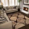 Superior Designer Amherst Collection Area Rug, 10mm Pile Height with Jute Backing, Scrolling Damask Medallion Pattern, Anti-Static, Water-Repellent Rugs – Grey, 5′ x 8′ Rug(Mocha)