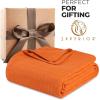 Superior Diamond Weave All-Season Cotton Blanket, Cover for Home, Couch, Bed, Soft, Warm Blankets, Boho Aesthetic, Comfy, Cozy, and Cute Covers, Decorative Bedding Essentials, Full/Queen, Chocolate(Burnt Orange)