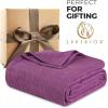 Superior Diamond Weave All-Season Cotton Blanket, Cover for Home, Couch, Bed, Soft, Warm Blankets, Boho Aesthetic, Comfy, Cozy, and Cute Covers, Decorative Bedding Essentials, Full/Queen, Chocolate(Purple)