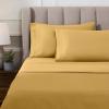 Superior Egyptian Cotton 4 Piece Sheet Set, Luxury 1000 Thread Count, Modern Design, Sustainable Sheets, Soft Basics, Solid, Deep Pocket Fitted Sheet, Flat Sheet, Pillowcases, Olympic Queen, White(Gold)