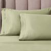 Superior Egyptian Cotton 4 Piece Sheet Set, Luxury 1000 Thread Count, Modern Design, Sustainable Sheets, Soft Basics, Solid, Deep Pocket Fitted Sheet, Flat Sheet, Pillowcases, Olympic Queen, White(Sage)
