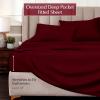 Superior Egyptian Cotton 4 Piece Sheet Set, Luxury 1000 Thread Count, Modern Design, Sustainable Sheets, Soft Basics, Solid, Deep Pocket Fitted Sheet, Flat Sheet, Pillowcases, Olympic Queen, White(Burgundy – Z)