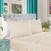 Superior Egyptian Cotton 4 Piece Sheet Set, Luxury 1000 Thread Count, Modern Design, Sustainable Sheets, Soft Basics, Solid, Deep Pocket Fitted Sheet, Flat Sheet, Pillowcases, Olympic Queen, White(Ivory)
