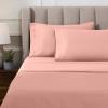 Superior Egyptian Cotton 4 Piece Sheet Set, Luxury 1000 Thread Count, Modern Design, Sustainable Sheets, Soft Basics, Solid, Deep Pocket Fitted Sheet, Flat Sheet, Pillowcases, Olympic Queen, White(Dusted Rose)