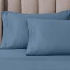 Superior Egyptian Cotton 4 Piece Sheet Set, Luxury 1000 Thread Count, Modern Design, Sustainable Sheets, Soft Basics, Solid, Deep Pocket Fitted Sheet, Flat Sheet, Pillowcases, Olympic Queen, White(Medium Blue)