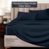 Superior Egyptian Cotton 4 Piece Sheet Set, Luxury 1000 Thread Count, Modern Design, Sustainable Sheets, Soft Basics, Solid, Deep Pocket Fitted Sheet, Flat Sheet, Pillowcases, Olympic Queen, White(Navy Blue – Z)