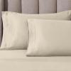 Superior Egyptian Cotton 4 Piece Sheet Set, Luxury 1000 Thread Count, Modern Design, Sustainable Sheets, Soft Basics, Solid, Deep Pocket Fitted Sheet, Flat Sheet, Pillowcases, Olympic Queen, White(Tan)