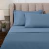 Superior Egyptian Cotton 4 Piece Sheet Set, Luxury 1000 Thread Count, Modern Design, Sustainable Sheets, Soft Basics, Solid, Deep Pocket Fitted Sheet, Flat Sheet, Pillowcases, Olympic Queen, White(Medium Blue)