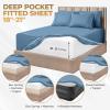 Superior Egyptian Cotton 4 Piece Sheet Set, Luxury 1000 Thread Count, Modern Design, Sustainable Sheets, Soft Basics, Solid, Deep Pocket Fitted Sheet, Flat Sheet, Pillowcases, Olympic Queen, White(Medium Blue)