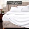 Superior Egyptian Cotton 4 Piece Sheet Set, Luxury 1000 Thread Count, Modern Design, Sustainable Sheets, Soft Basics, Solid, Deep Pocket Fitted Sheet, Flat Sheet, Pillowcases, Olympic Queen, White(White – Z)