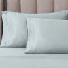 Superior Egyptian Cotton 4 Piece Sheet Set, Luxury 1000 Thread Count, Modern Design, Sustainable Sheets, Soft Basics, Solid, Deep Pocket Fitted Sheet, Flat Sheet, Pillowcases, Olympic Queen, White(Baby Blue – Extra Deep)