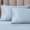 Superior Egyptian Cotton 4 Piece Sheet Set, Luxury 1000 Thread Count, Modern Design, Sustainable Sheets, Soft Basics, Solid, Deep Pocket Fitted Sheet, Flat Sheet, Pillowcases, Olympic Queen, White(Light Blue)