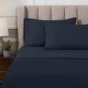 Superior Egyptian Cotton 4 Piece Sheet Set, Luxury 1000 Thread Count, Modern Design, Sustainable Sheets, Soft Basics, Solid, Deep Pocket Fitted Sheet, Flat Sheet, Pillowcases, Olympic Queen, White(Navy Blue)