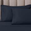 Superior Egyptian Cotton 4 Piece Sheet Set, Luxury 1000 Thread Count, Modern Design, Sustainable Sheets, Soft Basics, Solid, Deep Pocket Fitted Sheet, Flat Sheet, Pillowcases, Olympic Queen, White(Navy Blue)