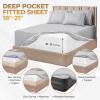Superior Egyptian Cotton 4 Piece Sheet Set, Luxury 1000 Thread Count, Modern Design, Sustainable Sheets, Soft Basics, Solid, Deep Pocket Fitted Sheet, Flat Sheet, Pillowcases, Olympic Queen, White(Light Grey – Extra Deep)