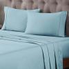 Superior Egyptian Cotton Sheet Set Premium 400 Thread Count 100% Egyptian Cotton Solid Sheets Set Soft Sateen Weave Hotel Style 18″ Deep Pocket Fitted Flat and Pillow Cases – Twin XL, Burgundy(Light Blue)