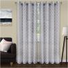 Superior Embellished Poppy Sheer Curtains, Window Accents, Perfect For Natural Light, Modern, Transtitional, Bohemian, Floral Design with Grommets, Curtain Set of 2 Panels, 52″ X 108″, Leaf Green(Grey)