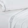 Superior Embroidered Cotton Bed Sheet Set, 1 Elastic Deep Pocket Fitted Sheet, 1 Flat Sheet, 2 Pillowcases, Daily Soft Sheets, Luxury, Elegant Design, Moonlawn Collection, Queen, White-Gold(White-silver)