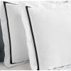 Superior Embroidered Cotton Duvet Cover Set, Soft Bedding Covers, 1 Duvet Cover with Button Closure, 2 Pillow Shams, Cotton Cross-Stitch Design, Riverton Collection, Full/Queen, White(White-black)